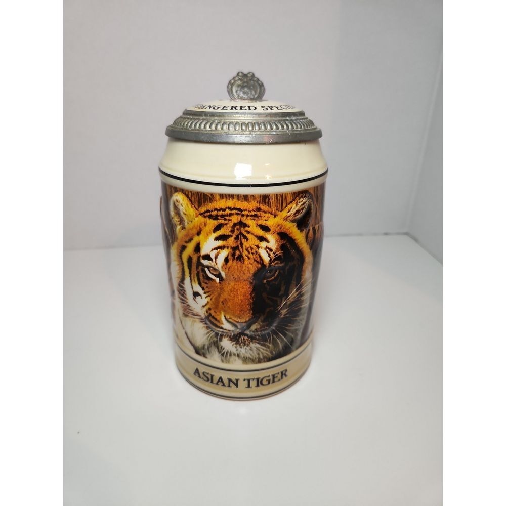 Budweiser Endangered Species Stein-Asian Tiger ~ Vintage 1989